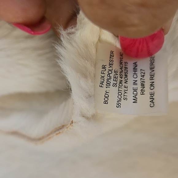 Gaby & Eden Women's Ivory Faux Fur Jacket cardigan Size Medium* - Picture 4 of 6